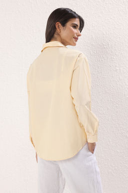 TRENDYOLMILLA Mavi Cizgili Cep Detayl? Oversize/Genis Kal?p Dokuma Gomlek TWOAW23GO00359  фото 14