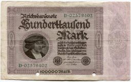 Банкнота 100000 марок 1923 года Германия
