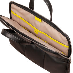 Итальянская кожаная сумка-портфель для ноутбука DuDu серии Togean | черно-розовый