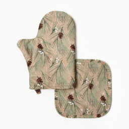 Набор Spruce branches Варежка-прихватка новогодняя 20?28 см, прихватка 19?19 см, 100% хл, ватин 250 г/м?