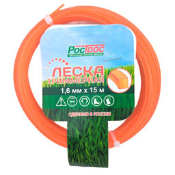Леска для триммера нейлоновая d1,6мм (15м) (квадрат)