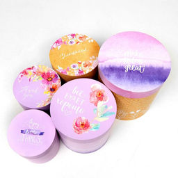 Набор круглых коробок 5 в 1 Цветы 2, 23 х 23 х 25 - 15 х 15 х 15 см - UPAK LAND фото 4