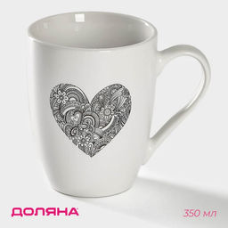 Кружка Доляна «Сердце», 350 мл, фарфор, белая