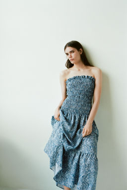 Vestido bandeau con cuerpo nido de abeja - H&m фото 7
