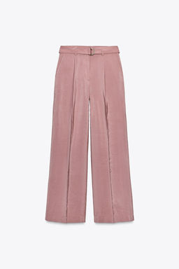 FLOWING WIDE-LEG TROUSERS WITH BELT - Zara фото 12