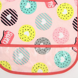 Нагрудник для кормления Крошка Я «Пончики» непромокаемый на липучке, с карманом