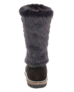 Унты женские на войлочной подошве.Черн., Замша. Черная "норка". Молния