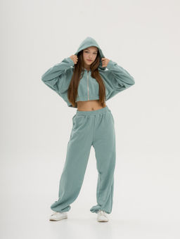 Костюм из спортивной ткани найк футер утепленный, мята (велюр эффект) - Knitka wear фото 3