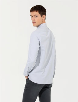 Gri Slim Fit Oxford G_mlek