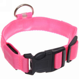 Ошейник с подсветкой и кольцом для жетона для малых пород собак "Бро видно", цвет розовый, размер S - 2,5*30см (лейбл)