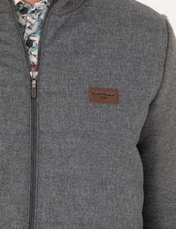 Gri Melanj Slim Fit Fermuarl_ Triko H_rka