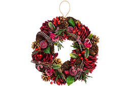 Новогоднее украшение венок 34*34*8 см Красный бархат круг - Elan gallery фото 4