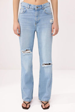 Mavi Y?rt?k Detayl? Yuksek Bel Wide Leg Jeans TWOSS26JE00264 - Trendyolmilla фото 4
