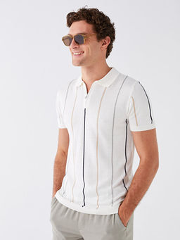 Polo Yaka K?sa Kollu ?izgili Erkek Triko Kazak