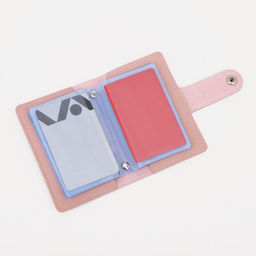 Визитница на кнопке, 26 карт, однотонная, розовая