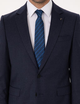 Lacivert Slim Fit Y_n Kar___ml_ Mikro Desenli Klasik Ceket - Cacharel фото 7