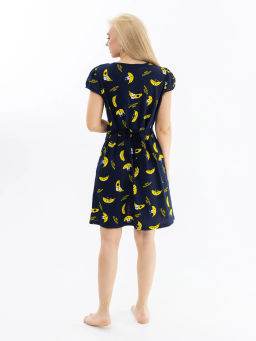 Халат женский, цвет темно-синий желтый