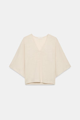 CAMISETA ESCOTE PICO CON LINO / Arena - Zara фото 4