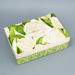 Цена за 5 шт. Коробка складная, крышка-дно, С 8 марта, 30?20?9 см без окна