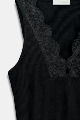 RIBBED LACE T-SHIRT - Zara фото 12