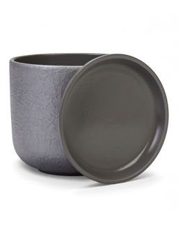 Горшок цветочный с поддоном 1,6 л, d15/h13 см серый керамика, "Перл" (М)