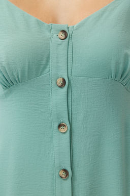 Mint Duz Kesim Dugme Detayl? Midi Dokuma Elbise TWOSS24EL00505 - Trendyolmilla фото 5