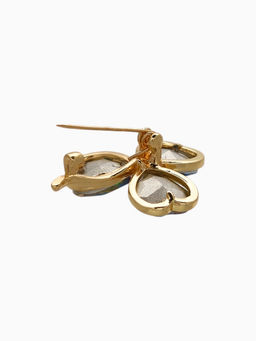 Брошь «Трехлистный клевер», разноцветный в золоте