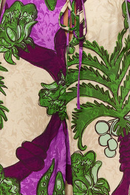 Tropikal Desenli Dokuma Plaj Yuksek Bel Bluz-Pantolon Tak?m TBESS23AU00103 - Trendyolmilla фото 4