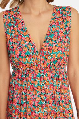 TRENDYOLMILLA Mor Cicek Desenli V Yaka Kolsuz A-Line Maxi Orme Elbise TWOSS22EL1588  фото 4