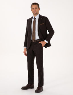 Kahverengi Slim Fit %100 Y_n Tak_m Elbise