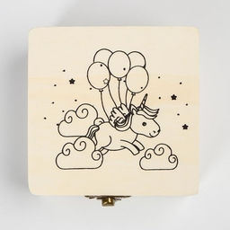 Цена за 5 шт. Шкатулка для росписи дерево «Единорожка среди облачков», заготовка, 5×10×10 см