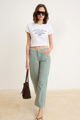Cok Renkli Cizgili Dusuk Bel K?sa Culotte Jeans TWOSS26JE00292