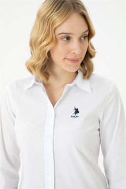 Женская белая базовая рубашка с длинным рукавом - U.s. polo assn фото 2