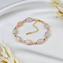 Браслет из цветочного Агата и Кальцита 16,5 см +