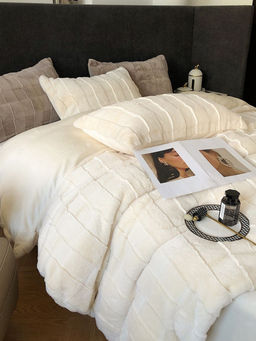 КПБ меховое MENCY с простыней и наволочками MENMEX ЧЕРНЫЙ