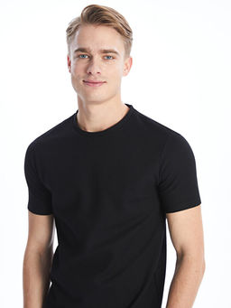 Bisiklet Yaka K?sa Kollu Erkek Dokulu Ti??rt