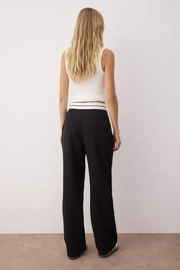 TRENDYOLMILLA Siyah Wide Leg/Genis Paca Dokuma Bel Detayl? Kumas Pantolon TWOAW24PL00037 фото 5