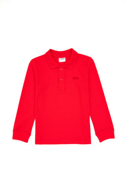 Erkek _ocuk K_rm_z_ Basic Polo Yaka Sweatshirt Sepette S_rpriz _ndirim