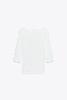 COTTON BOAT NECK T-SHIRT - Zara фото 23