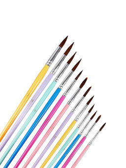 Набор кистей для рисования, пони, 12 штук: № 1, 2, 3, 4, 5, 6, 7, 8, 9, 10, 11, 12, круглые, с цветными ручками, пастель