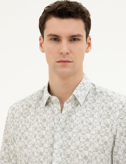 Рубашка Pierre Cardin Regular Fit зеленая с длинным рукавом