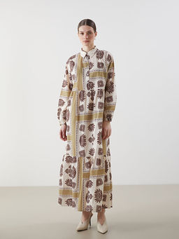 G?mlek Yaka Desenli Elbise