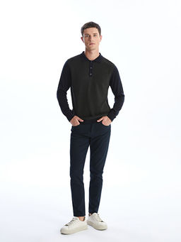 Polo Yaka Uzun Kollu Erkek Triko Kazak