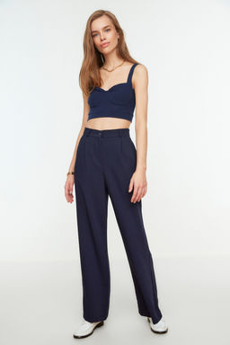 TRENDYOLMILLA Vizon Yuksek Bel Wide Leg/Genis Paca Cizgili Dokuma Pantolon TWOSS22PL0100  фото 3