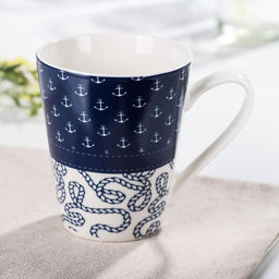 Кружка фарфоровая Доляна Морячок, 310 мл, цвет синий и белый  фото 3