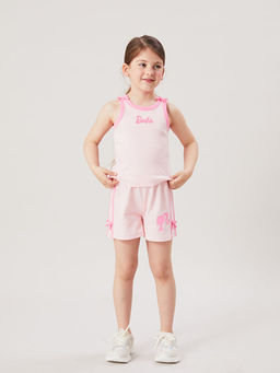 Bisiklet Yaka Barbie Bask?l? K?z ?ocuk Atlet