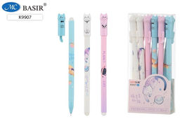 Ручка гелевая стираемая BASIR "Планета кошек" (K9907) синяя, 0.5мм