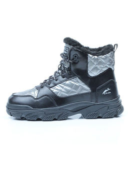 2222-3 BLACK Ботинки зимние женские (искусственные материалы)