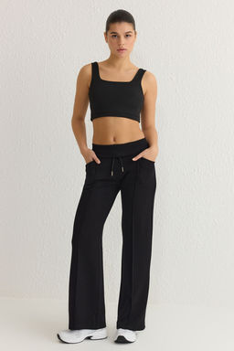 Siyah Soft Kumas Cepli ve Reflektor Bask?l? Spor Orme Esofman Alt? THMSS25EA00002 - Trendyolmilla фото 2