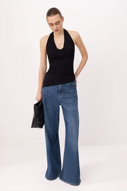 Siyah Fitted/Vucuda Oturan Boyundan Baglamal? Kolsuz Yumusak Orme Bluz TWOSS26BZ00361 - Trendyolmilla фото 2
